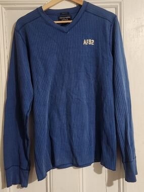 Vtg‎ Abercrombie & Fitch Blue Ribbed Muscle Tee